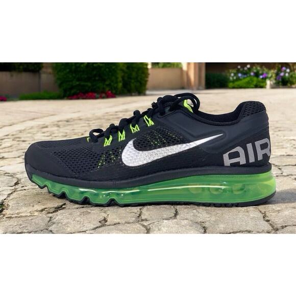 Nike Air Max 2013 Classic Black Volt Kids Size 7Y Shoes New In Box Fast Ship - Picture 8 of 9